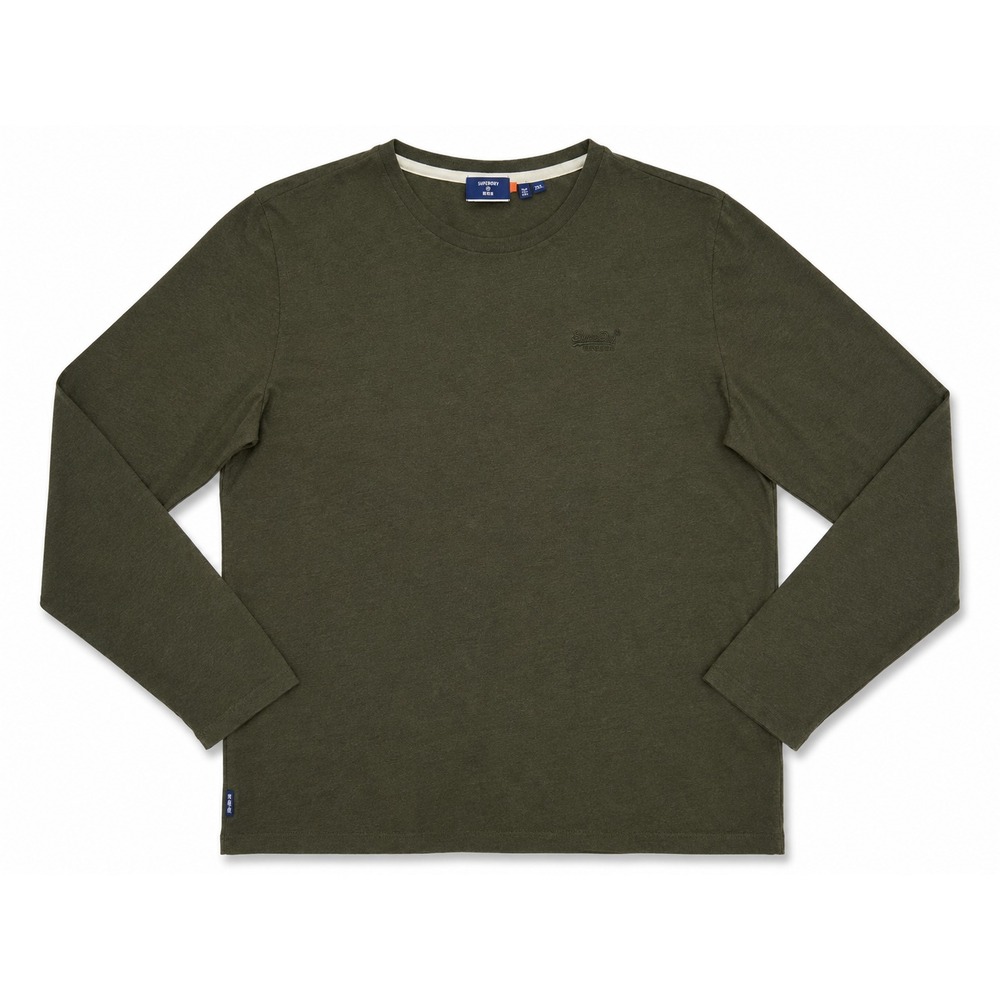 Superdry Orange Label Men's 2XL Olive Green Long Sleeve Embroidered Logo Shirt